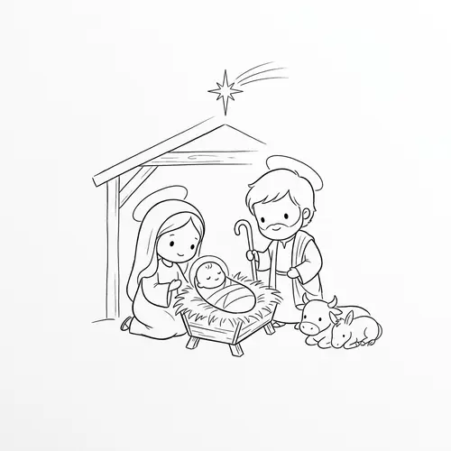 Minimalistic Birth of Jesus Christ Drawing | Chibi Style