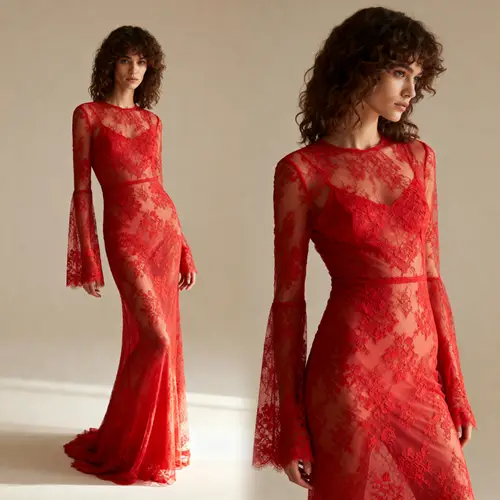 Unique Modern Lace Long Dress Design