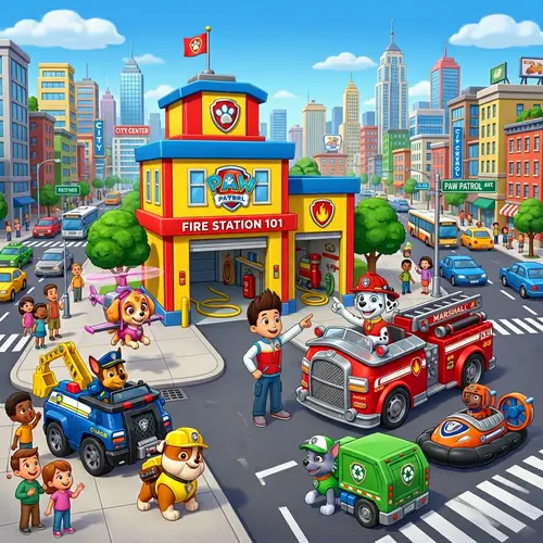 Fire Station and Paw Patrol in the City