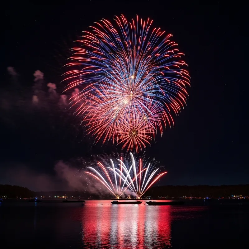 Patriotic Fireworks Over the Lake Patriotic Fireworks Over the Lake
