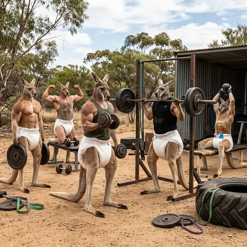 Buff Kangaroos in Diapers - Fun and Unique Images