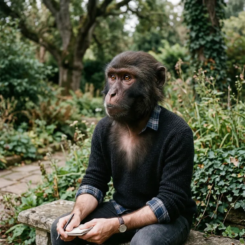 Surreal Man-Ape Transformation Art