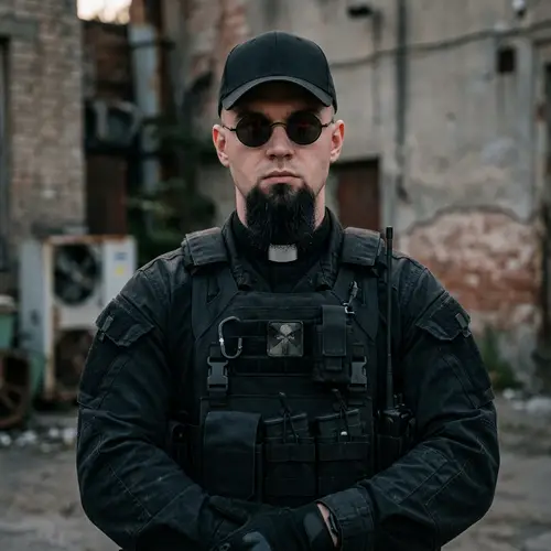 Mysterious Bald Man in Tactical Combat Gear