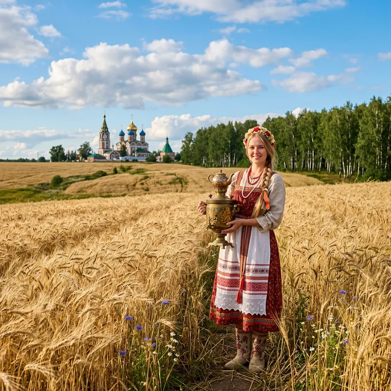 Russian Girl in Traditional Russian Setting Russian Girl in Traditional Russian Setting