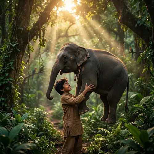 Young Boy Exhibits Extraordinary Strength by Lifting Indian Elephant