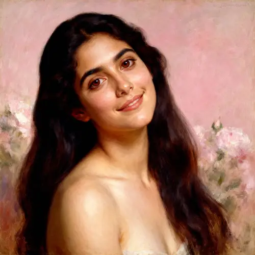 Radiant Hispanic Portrait in Pastel Blooms