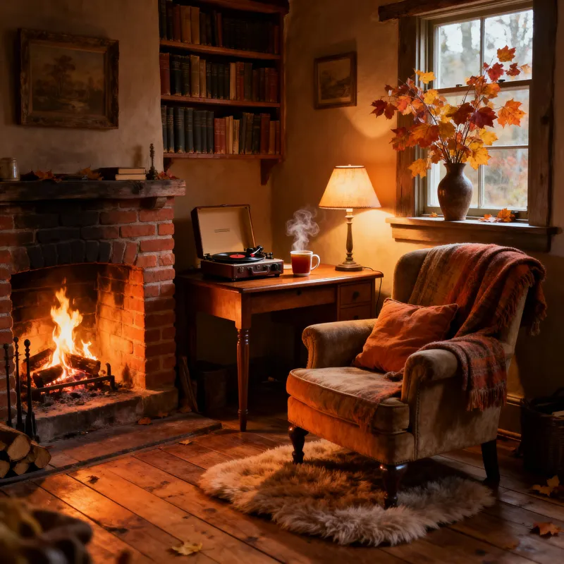 Vintage Autumn Night in the Cottage
