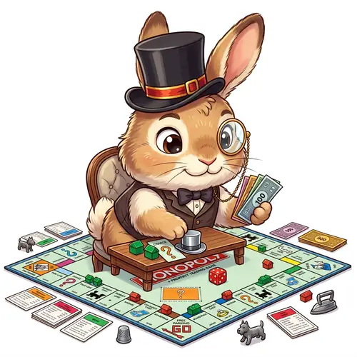 Cute Bunny Rabbit in Monopoly Game | Cartoonish Style