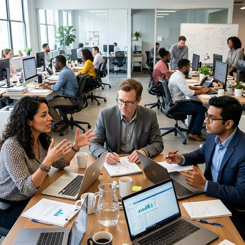 Office Battle of Wits: Diverse Employees Engaged in Strategic Conflict