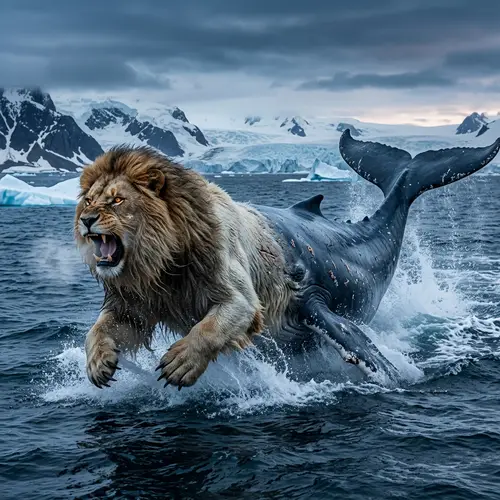Mythical Hybrid creature: Lion, Polar Bear & Whale Mix