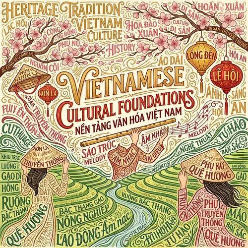 Vietnamese Cultural Foundations Word Art Background