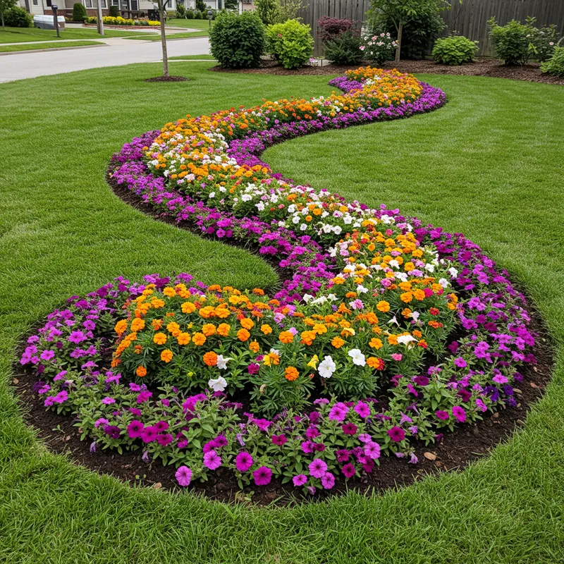 S-Shaped Flower Bed Design Near the Edge