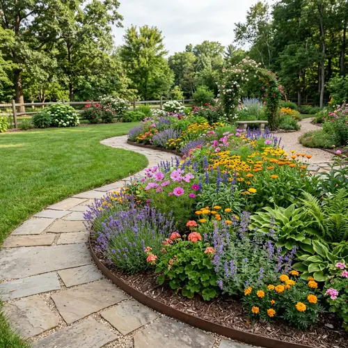 S-Shaped Flower Bed Design Near the Edge