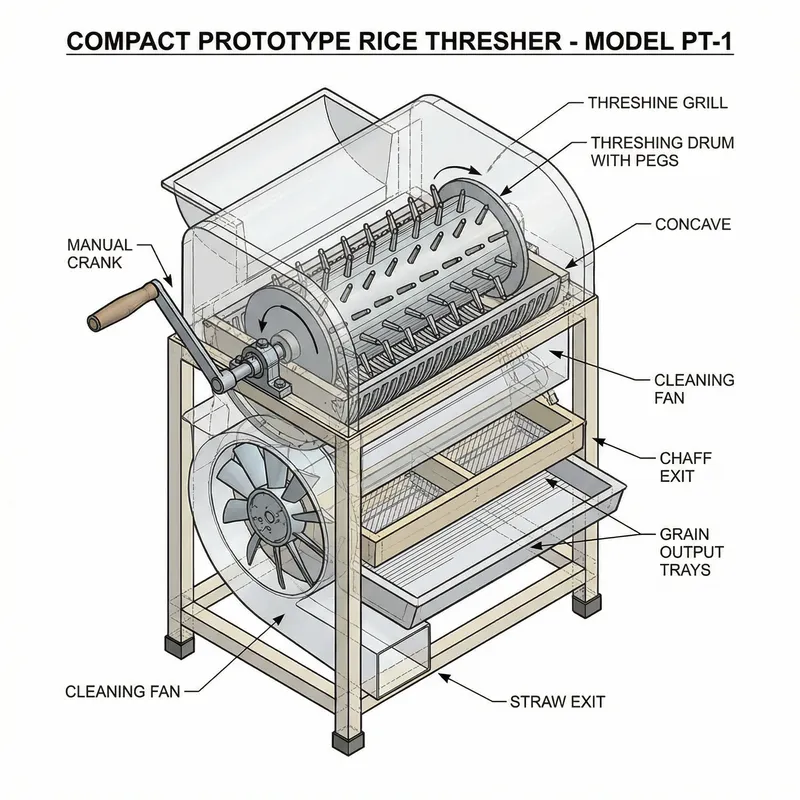 Small Rice Thresher Prototype Illustration