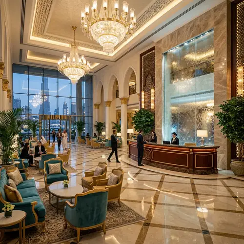 Luxurious Dubai-Inspired Hotel Reception & Lounge