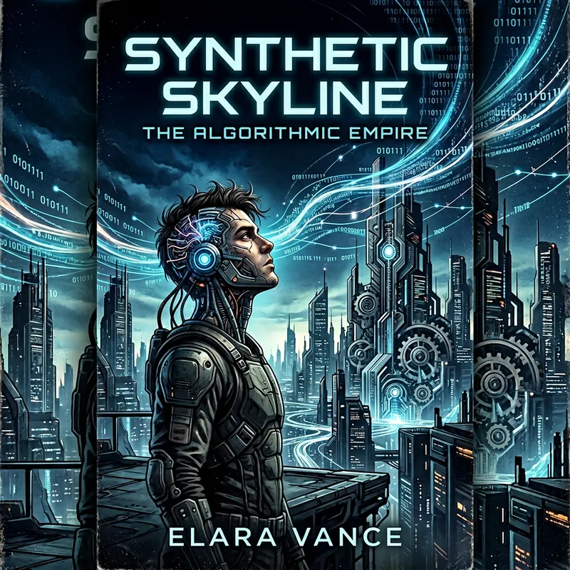 Futuristic AI Cityscape Book Cover Design