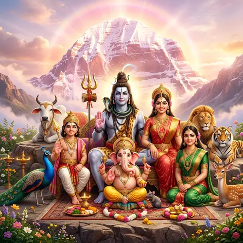 Divine 3D Image of Lord Shiva & Deities in Harmony