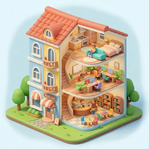 3D Isometric Render of a Clothing Store Building