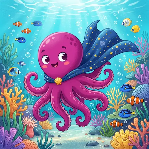 Cute Magenta Octopus with Cape