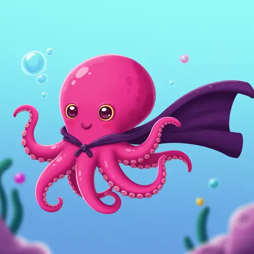 Cute Magenta Octopus with Cape