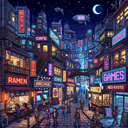 Pixel Art City Landscape Street GIF