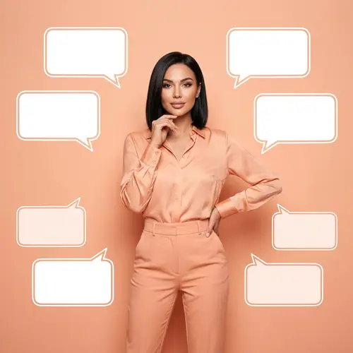 Glamorous Portrait with Empty Speech Bubbles