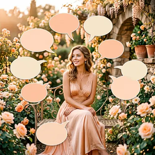 Glamour Shot: Individual Surrounded by Speech Bubbles