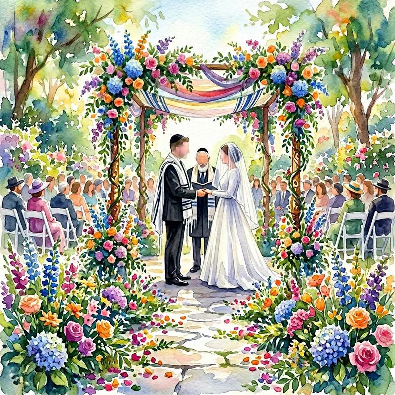 Charming Outdoor Jewish Wedding in Watercolor