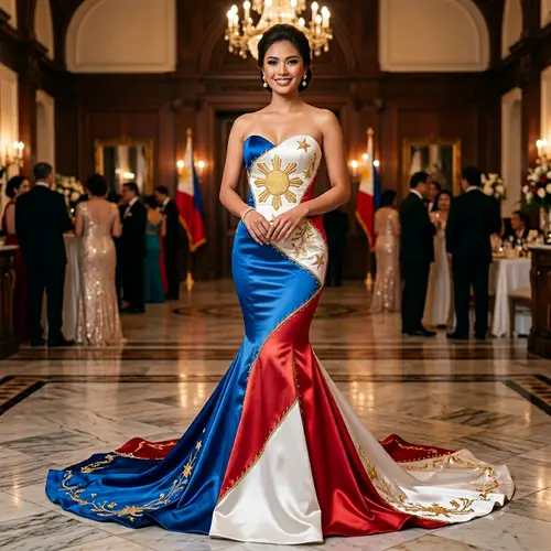 Elegant Mermaid Gown Inspired by the Philippine Flag