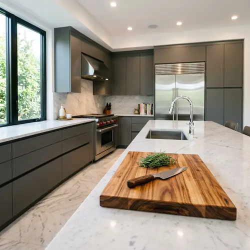 Acacia Cutting Board in Modern Luxury Kitchen | Organic Elegance