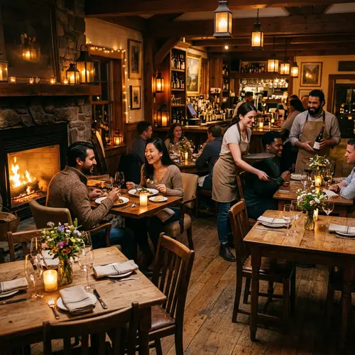 Cozy Restaurant Scene with Beautiful Decor and Diverse Patrons