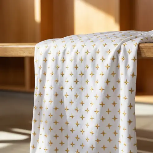 Elegant White Jersey with Gold Tarla Star Design