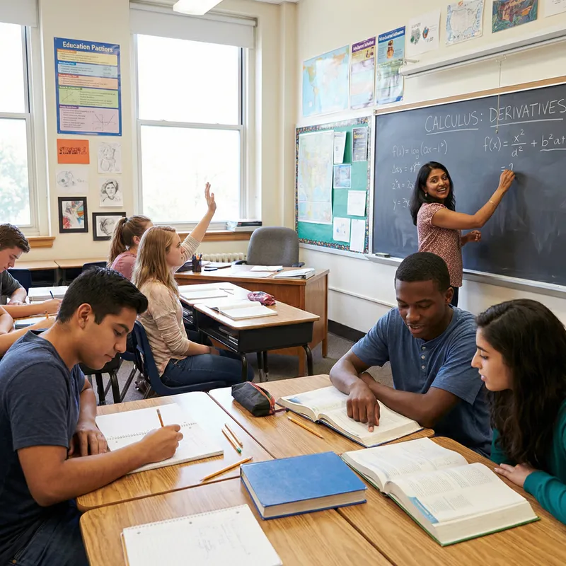 Diverse School Classroom Environment: Engaging Math Lesson