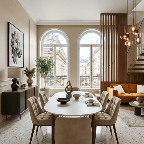 Modern European Living & Dining Area Design