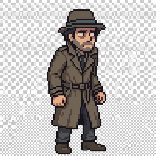 Detective Sprite: 32x32 Pixel Art Character