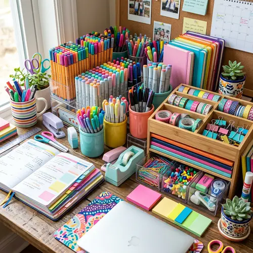 Colorful and Organized Desk Supplies