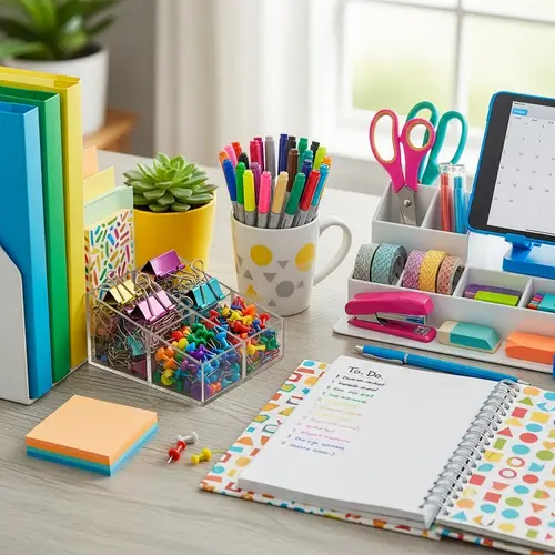 Colorful and Organized Desk Supplies