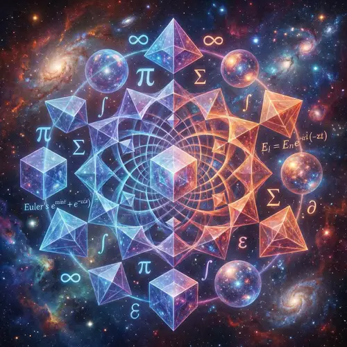 Abstract Mathematics: Geometric Shapes & Symbols in Cosmic Harmony