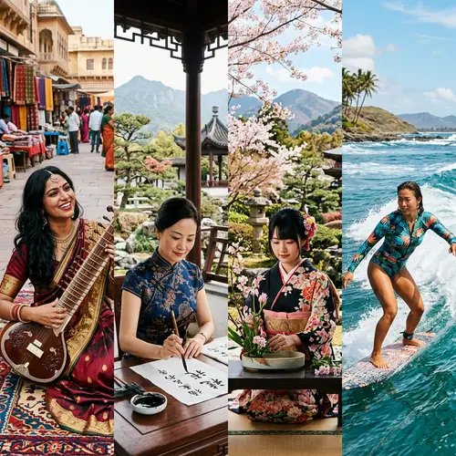 Multicultural Women Engaging in Various Asian Activities