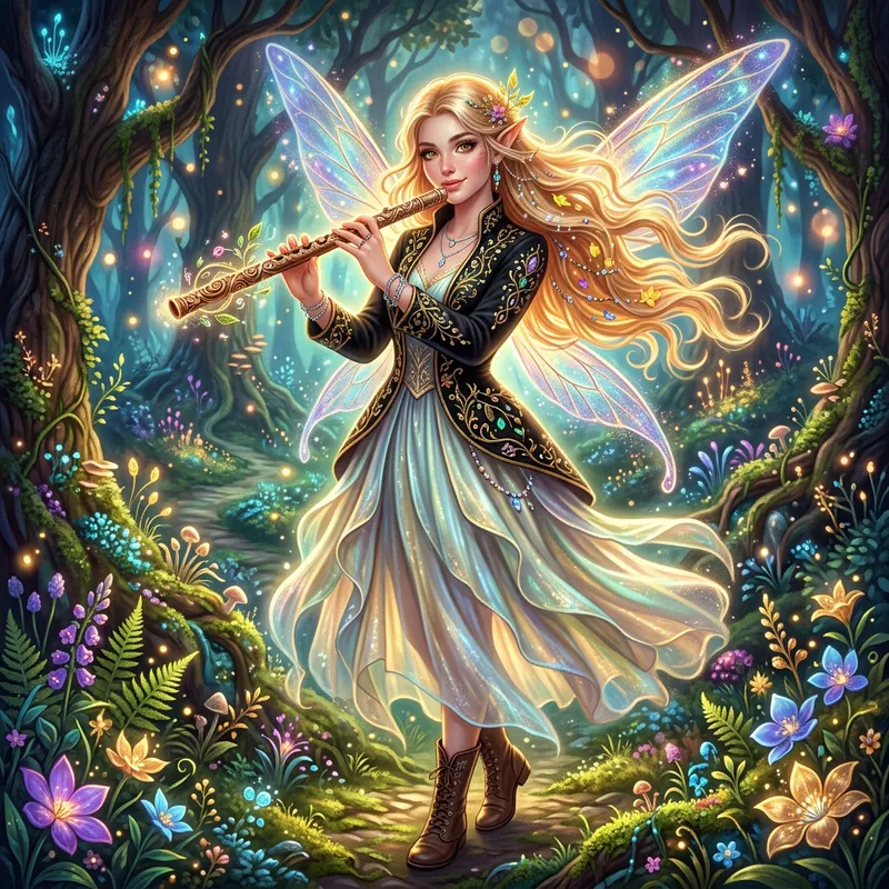 Enchanting Ethereal Female Fairy Bard | Mystical Forest Artwork Enchanting Ethereal Female Fairy Bard | Mystical Forest Artwork