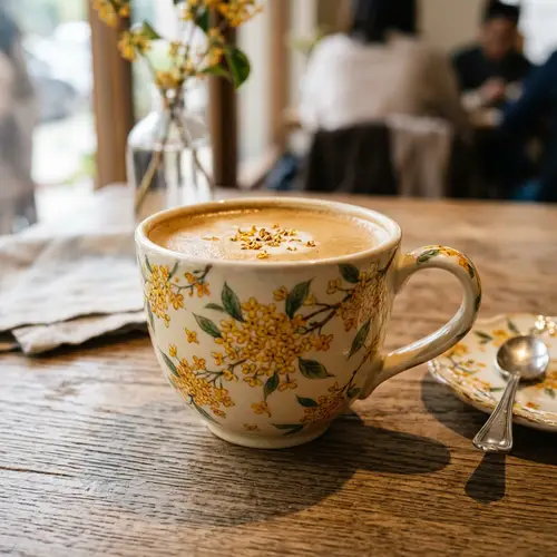 Osmanthus Flower Milk Tea Cup | Exquisite Floral Design