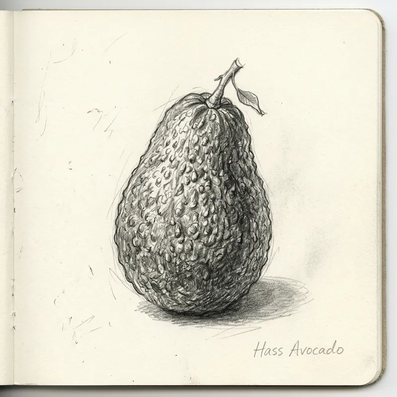 Hass Avocado Hand-Drawn Pencil Sketch