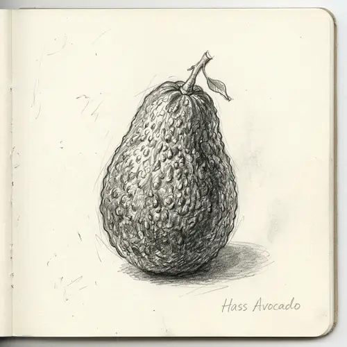 Hass Avocado Hand-Drawn Pencil Sketch