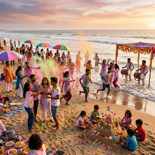 Celebrate Holi at Beach: Colorful Festivities