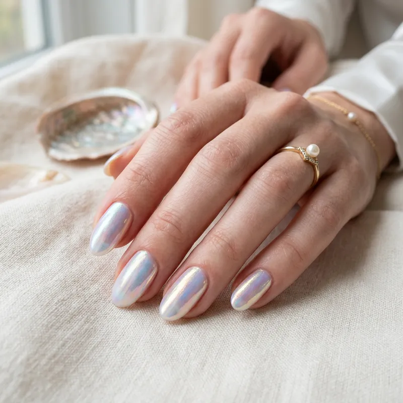 Iridescent Pearl Manicure: Sea-Inspired Nail Art