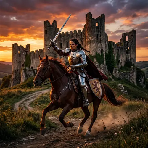 Knight with Sword on Horse: A Dusk Adventure