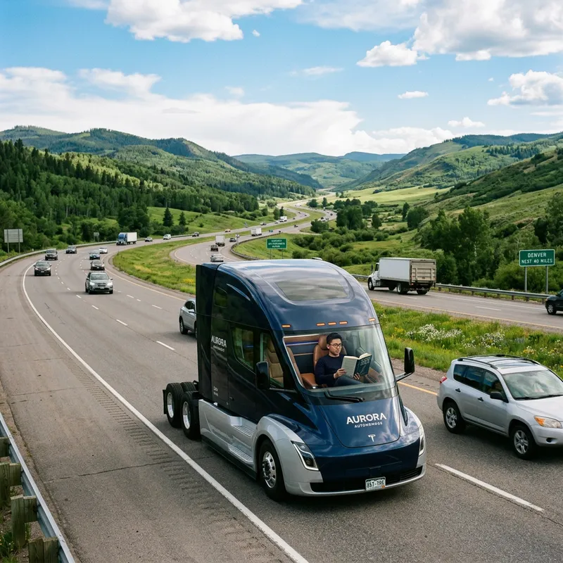 Luxury Autonomous Semi Truck on Open Highway