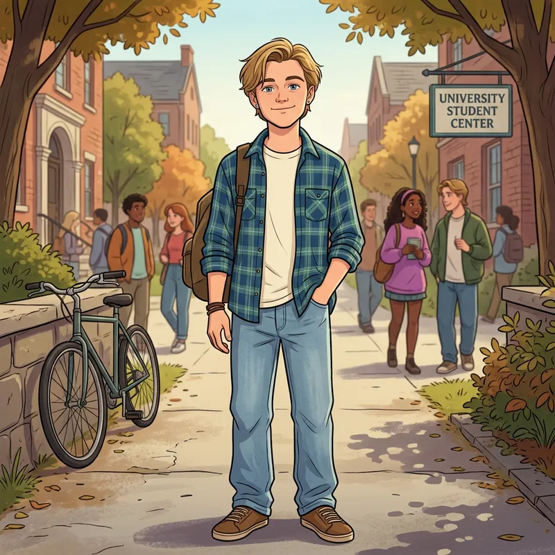 90's Cartoon Man with Blonde Hair & Blue Eyes