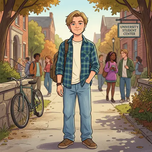 90's Cartoon Man with Blonde Hair & Blue Eyes