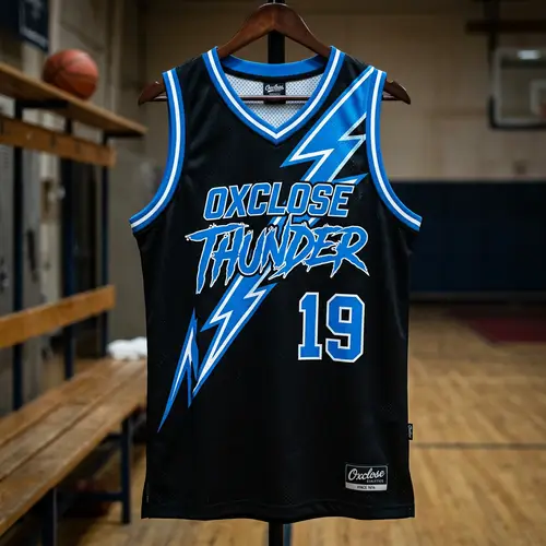 Oxclose Thunder Basketball Jersey - Electric Blue Design